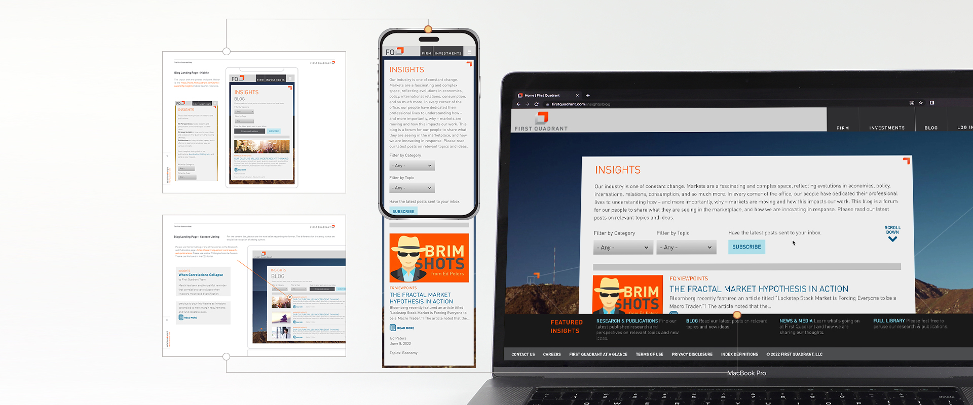 A desktop and mobile view of the blog main landing page